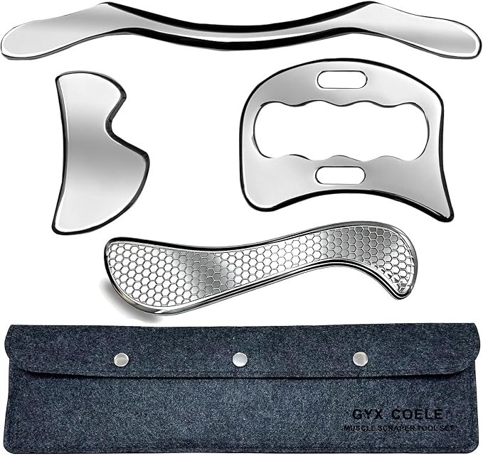 Muscle Scraper IASTM Tool Set gua sha Stainless Steel fascial Release Tool deep by GYXCOELEIASTMTOOL