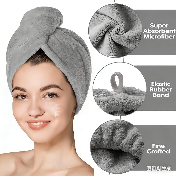 3 Pack Microfiber Hair Towel Wrap - Image 3