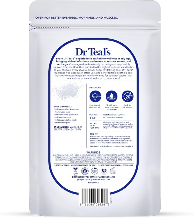 Dr Teal's Epsom Salt Magnesium Soak, Fragrance Free, 4 lbs - Image 2
