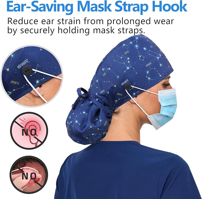 Satin Lined Scrub Cap, Adjustable Surgical Cap - Image 2
