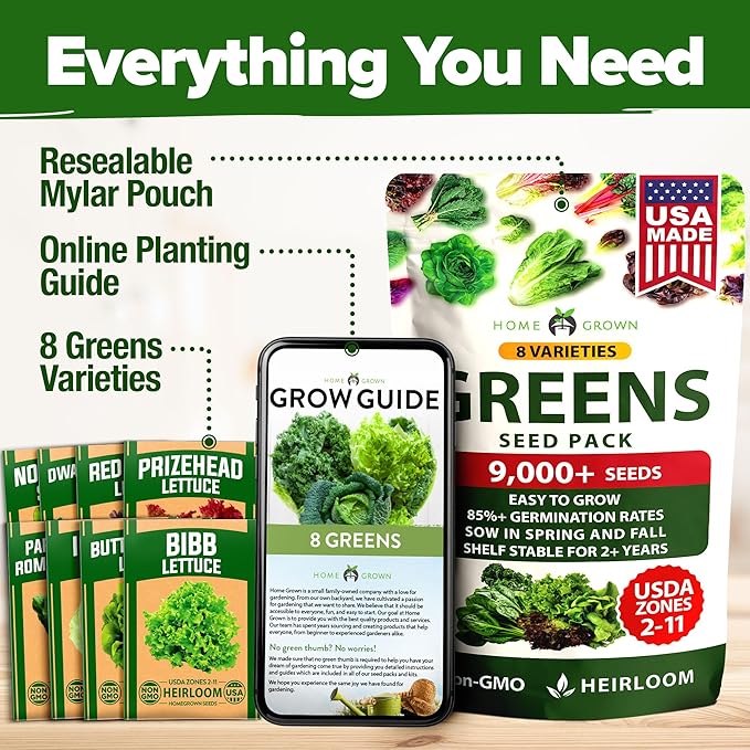 HOME GROWN Lettuce Seeds 8 Variety Mix 9000+ Bulk Pack Heirloom Non-GMO - Image 5
