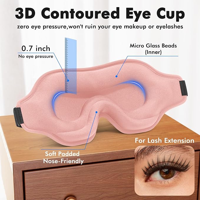 Sleep Eye Mask for Men Women, Weighted Sleeping Mask for Side Sleeper, Travel - Image 4