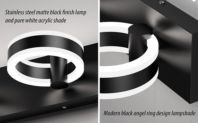 LED Bathroom Light Fixtures, 24inch Black Vanity Lights, Modern 3 Light Acrylic - Image 4