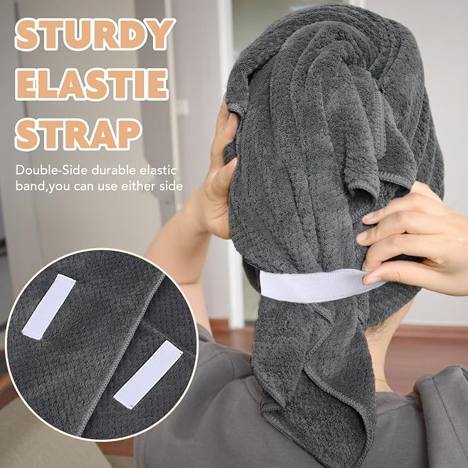 SUNLAND Microfiber Hair Towels Anti Frizz Hair Drying Towel Super Absorbent - Image 4
