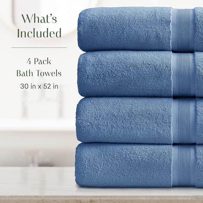 Springtree Home Luxury Bamboo Rayon Bath Towel Set of 4 | 35% Bamboo Rayon - Image 2