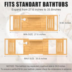 Bathtub Tray Caddy, Premium Bamboo Expandable Bath Tub Trays Table, Foldable - Image 3