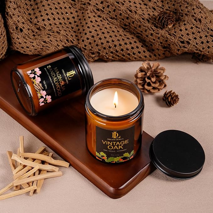 Magnolia & Sandalwood Scented Candles, Soy Candle - Image 4