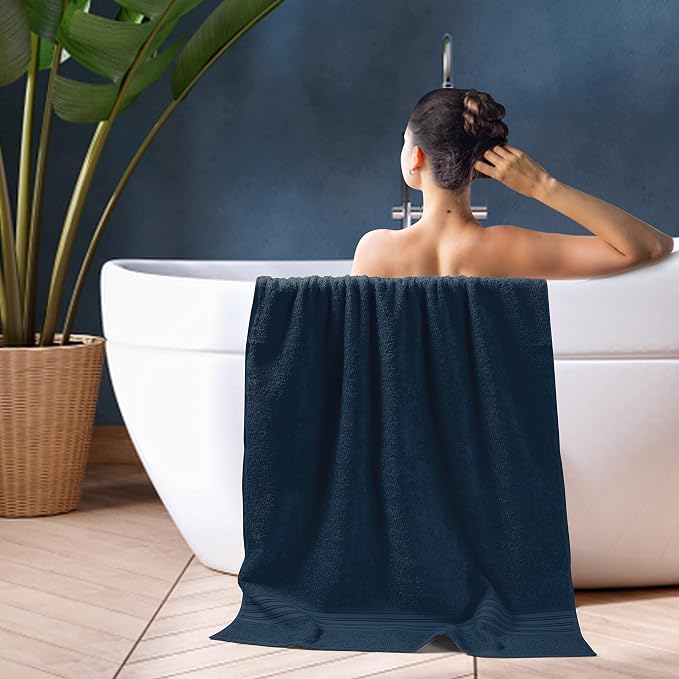 BOUTIQUO Cotton 2 Pack Bath Towel Set 28x55, Eco-Friendly Large Bath Towels - Image 5