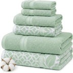 Modern Threads Botanical Vine 6-Piece 100% Cotton Towel Set – Reversible Yarn by ModernThreads
