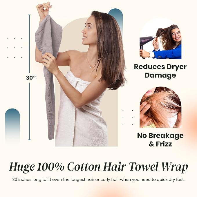 Extra Large Waffle Cotton Hair Towel Wrap - Image 4