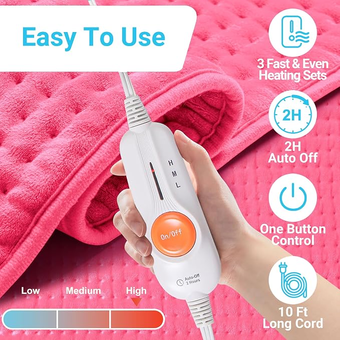 Boileau Electric Heating Pad for Back Pain and Period Cramps Relief, 3 Heating - Image 4
