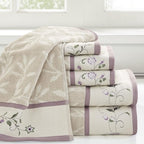 Madison Park Serene 100% Cotton Bath Towel Set Luxurious Floral Decorative - Image 2