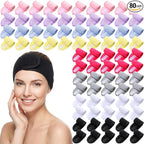 Tigeen 80 Pcs Spa Headband Facial Headbands Bulk Adjustable Hair Wraps by Tigeen
