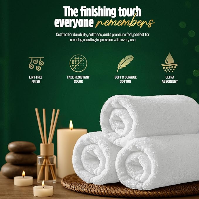 Pearl Linens Pack of 24 100% Cotton Hand Towels, Salon Towels - Image 7
