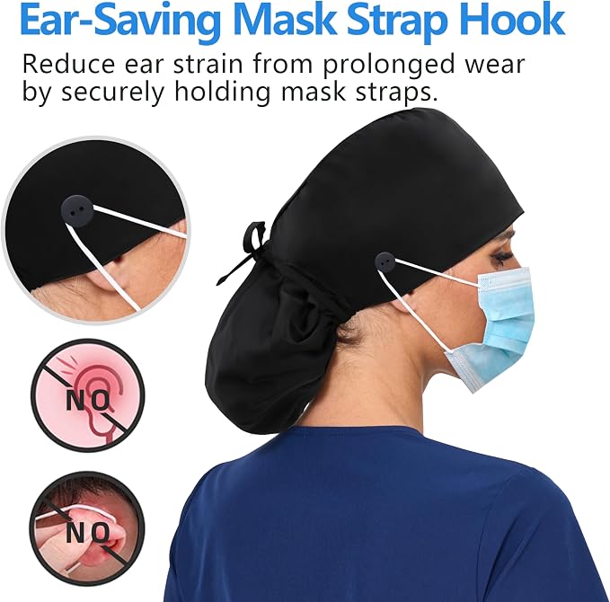 Satin Lined Scrub Cap, Adjustable Surgical Cap - Image 3