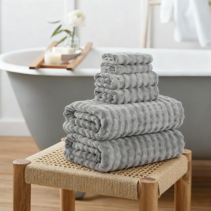 KBY Bath Towels Set 6 Piece 40x80 Inches，2 Extra Large Bath Sheets 2 Hand - Image 6