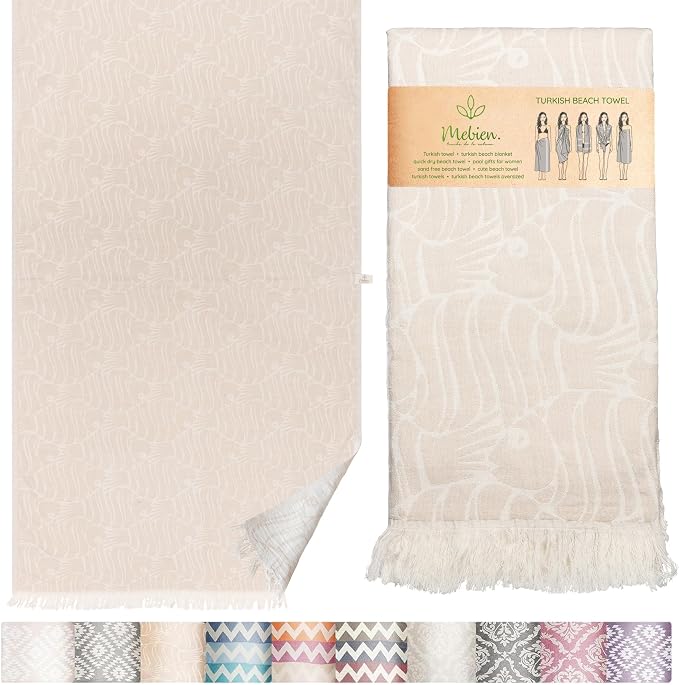 Premium Turkish Beach Towel – 100% Cotton, Quick Dry, Sand Free, Oversized 35” by MEBIENTOUCHEDELANATURE
