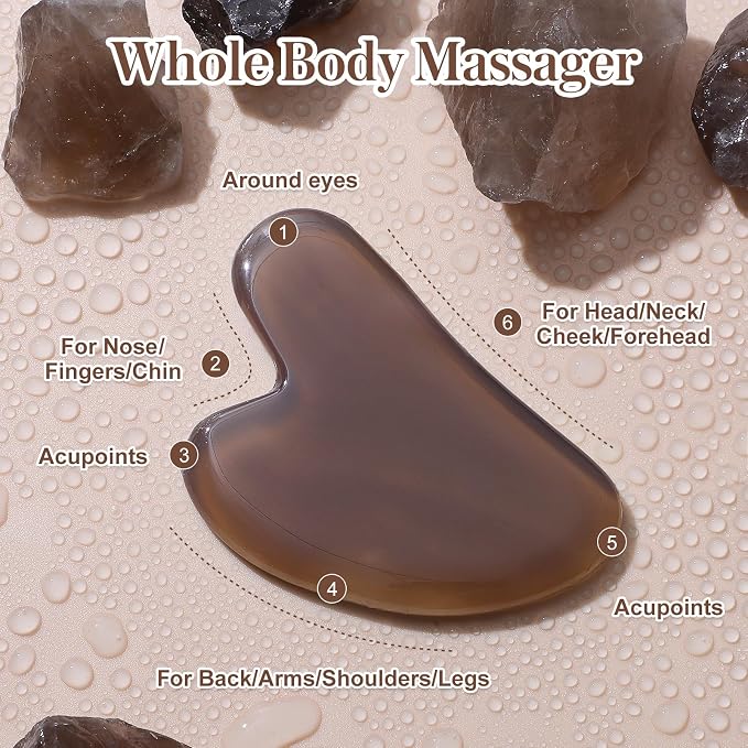 rosenice Gua Sha Facial Tools Gua Sha Agate Stone - Image 4