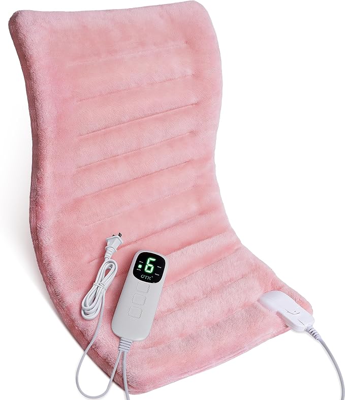 UTK Pink Heating Pad for Back Pain Relief, Soft Flannel Machine Washable Fabric by UTK
