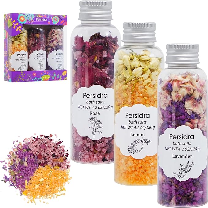 Bath Salts for Women Relaxing, Epsom Salt Bath Soak Gift Set, Mother's Day by Persidra