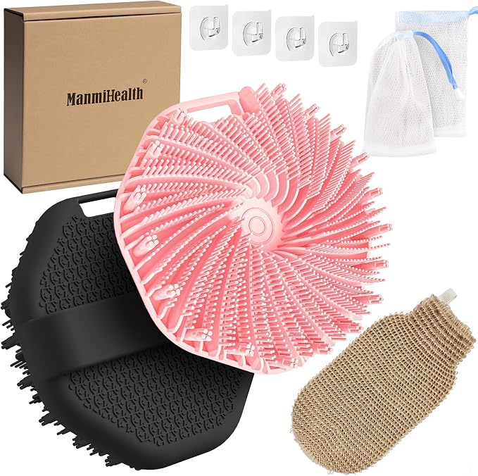 ManmiHealth 5 PCS Silicone Body Scrubber Shower Brush, Upgrade by ManmiHealth