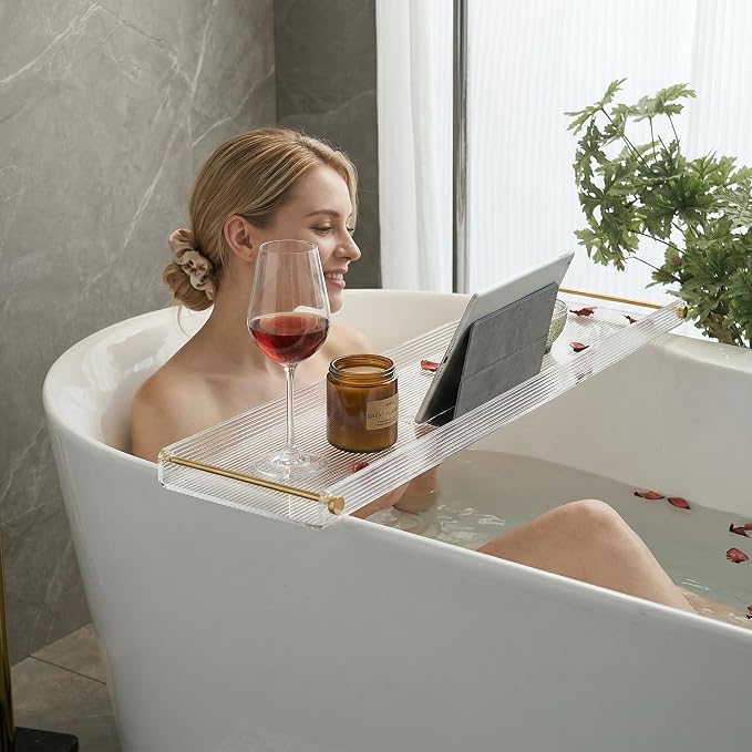 Bathtub Caddy Tray for Luxury Bathroom Bath tub Table Caddy Tray Shelf for - Image 2