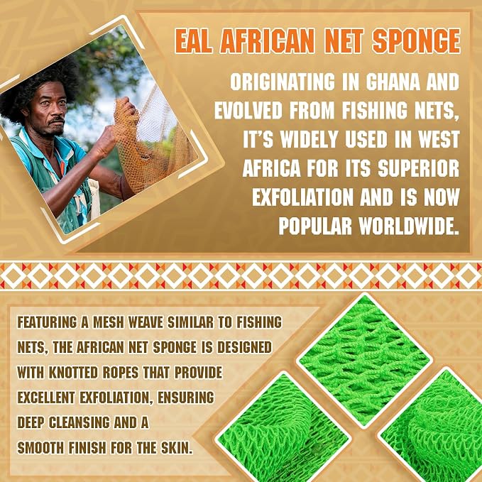 2 Pieces African Net Sponge – Real Authentic Exfoliating Bath Sponges - Image 2