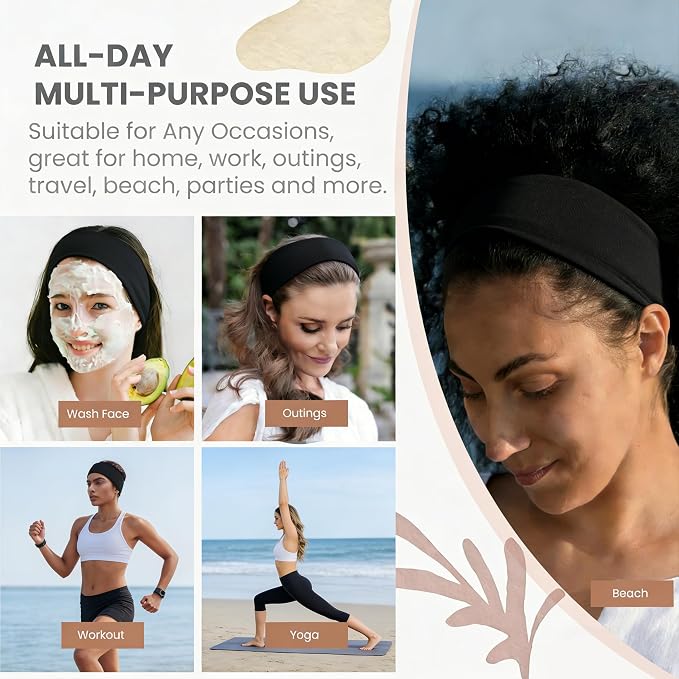 2 Pack Black Wide Headbands for Women - Image 6