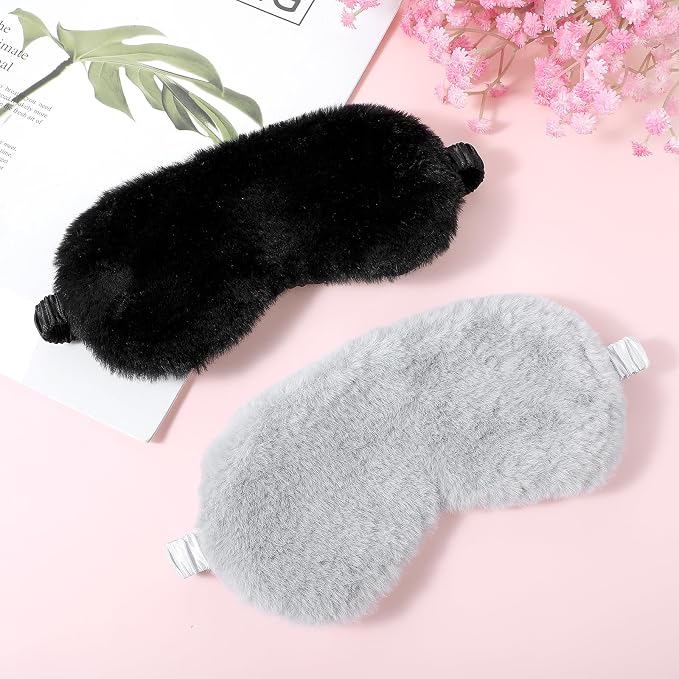WY LIGHTING LEVEL 2 Pcs Plush Eye Mask Soft Sleeping Blindfold Eye Cover - Image 5