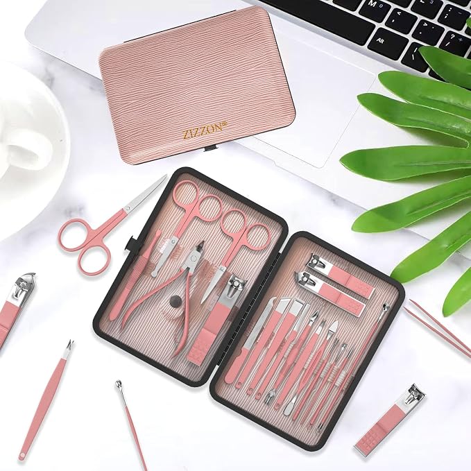 ZIZZON Manicure Set 18 in 1 Professional Pedicure Set Nail scissors Grooming Kit - Image 8