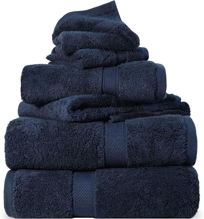 SUPERIOR Egyptian Cotton Pile 6 Piece Towel Set, Includes 2 Bath, 2 Hand by SUPERIOR
