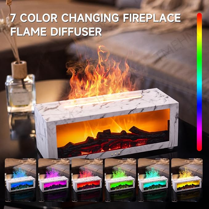 TMEHM Fireplace Flame Air Diffuser Humidifier, 7 Colors Aromatherapy Essential - Image 5