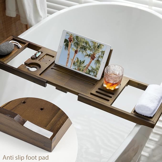 Teak Bathtub Tray | Adjustable Width Tray - Image 4