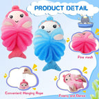 Nuenen 2 Pcs Bath Loofahs Kids Toddler Cute Cartoon Bath Sponges Loofah Pouf - Image 3