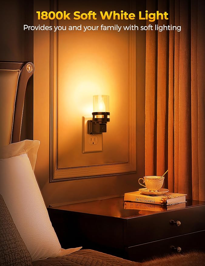 Briignite Candle Night Light Plug in, Amber Night Lights Plug into Wall - Image 5