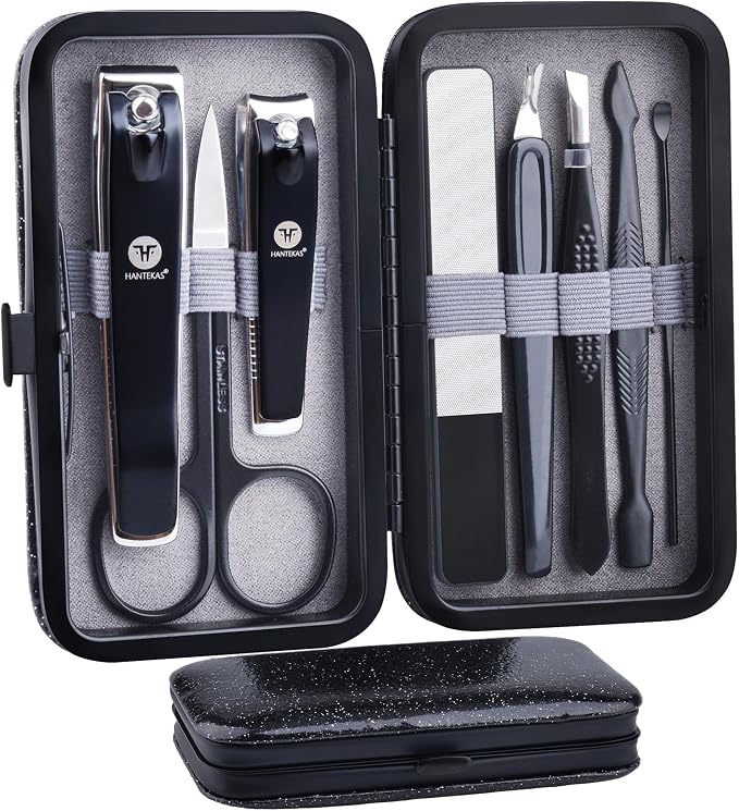 HANTEKAS Manicure Pedicure Set 8pcs Stainless Steel Nail Clippers Kit by HANTEKAS