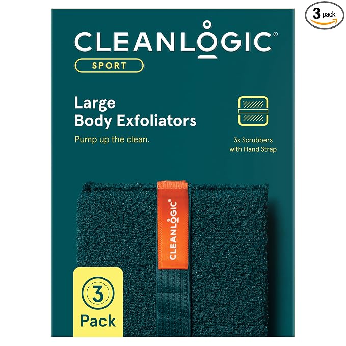 Cleanlogic Sport Exfoliating Body Scrubber, Large Exfoliator Tool by Cleanlogic