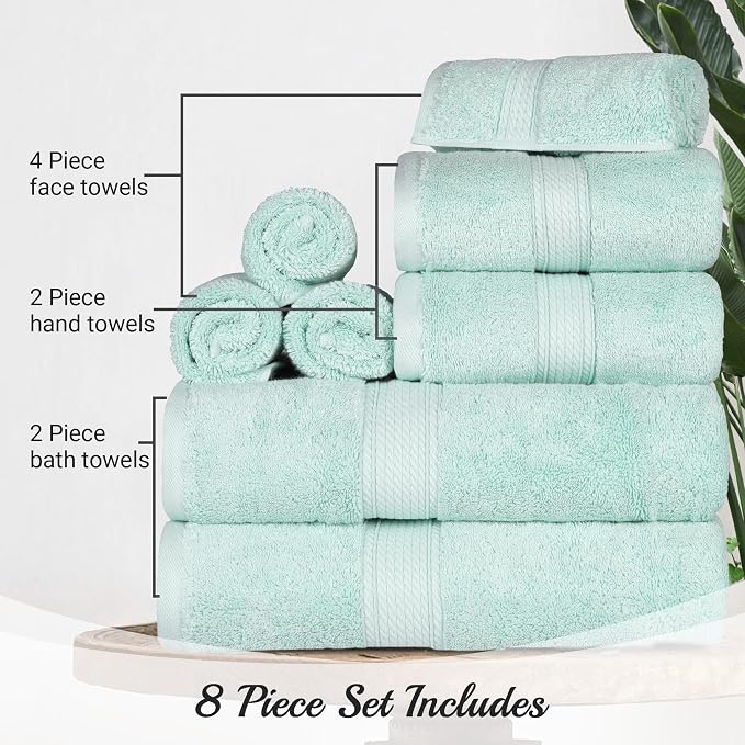 SUPERIOR Egyptian Cotton Pile 8 Piece Towel Set, Includes 2 Bath, 2 Hand - Image 4