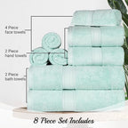 SUPERIOR Egyptian Cotton Pile 8 Piece Towel Set, Includes 2 Bath, 2 Hand - Image 4