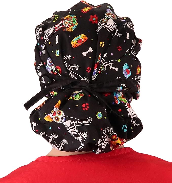 Sparkling EARTH Banded Bouffant Surgical Scrub Ponytail Working Caps and - Image 2