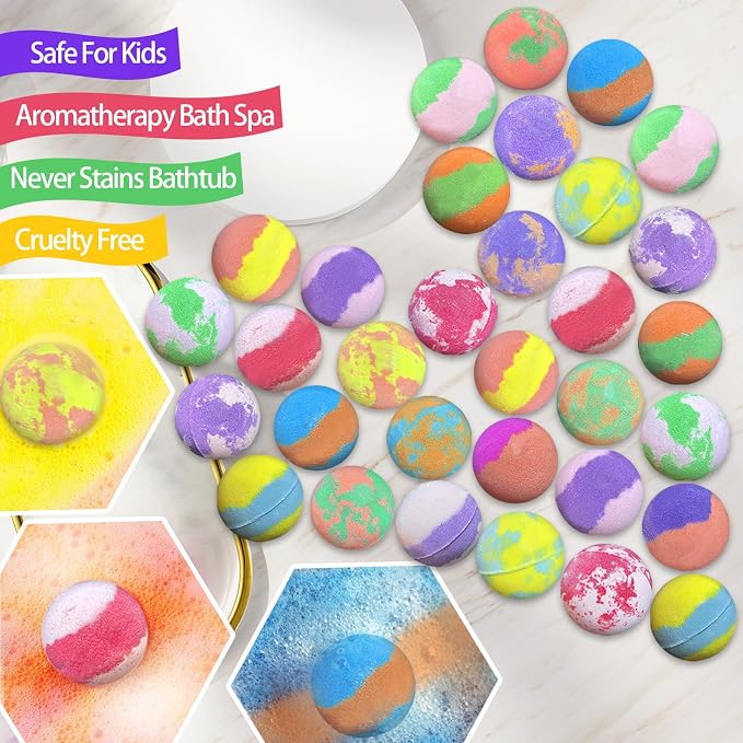 Bath Bombs for Kids with Surprise Inside, 32 Pack Kids Bath Bombs with Land & - Image 6