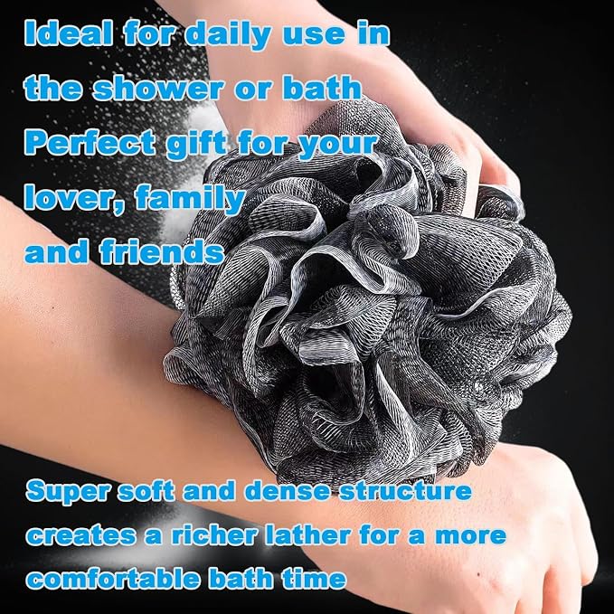Black Bath Shower Loofah Exfoliating Body Back Scrubber Sponge - Image 5
