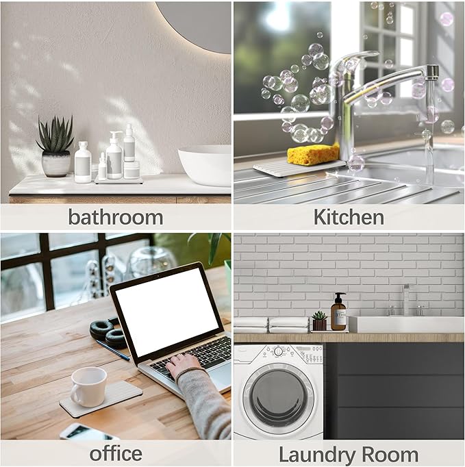 Set of 4 Bathroom Vanity Tray, Quick-Dry Diatomite Kitchen Tray - Image 6