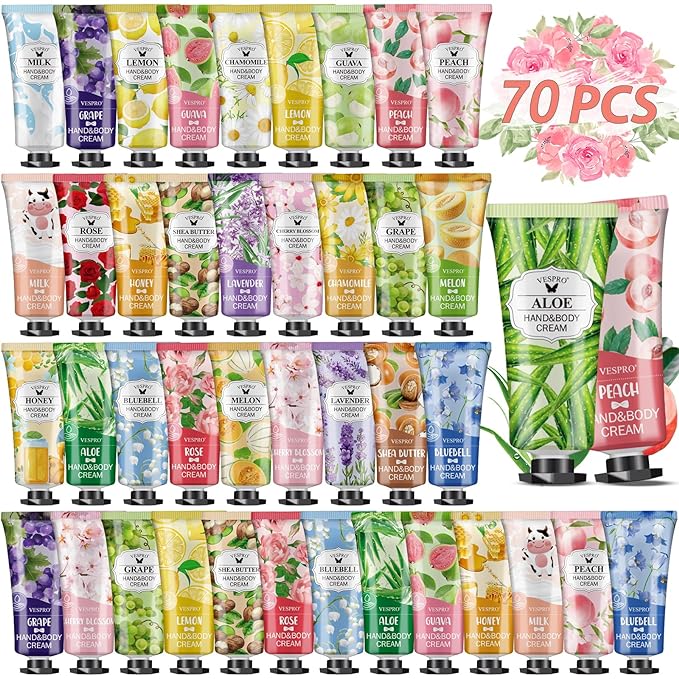 VESPRO 70 Pack Hand Cream Set, Mothers Day Gifts, Bulk Hand Lotion Travel Size by VESPRO