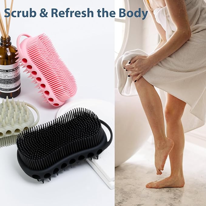 MtBoi Double-Sided Exfoliating Silicone Body Scrubber, 2-in-1 Bath Scrubber - Image 4