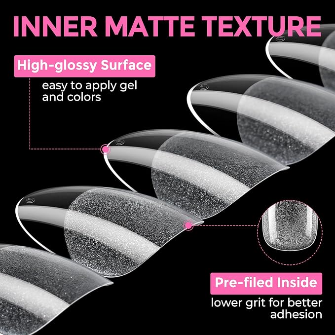 UNA GELLA Medium Oval Fake Nails Pre-shape 216pcs Round Gel Nail Tips Press on - Image 7