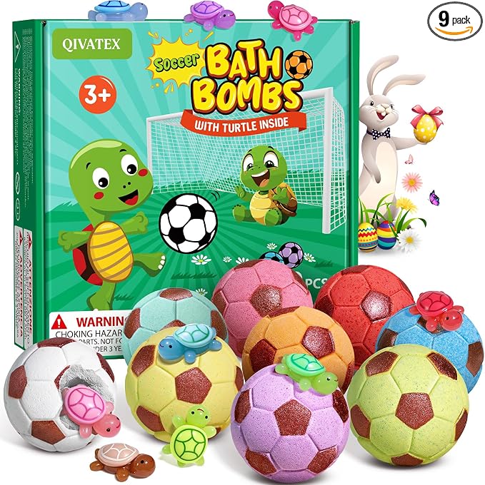 Qivatex Bath Bombs with Surprise Toys Inside, Soccer Gifts by Qivatex