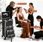 Rolling Makeup Train Case with 3 Drawers, Nail Trolley Cart Salon Station - Image 3