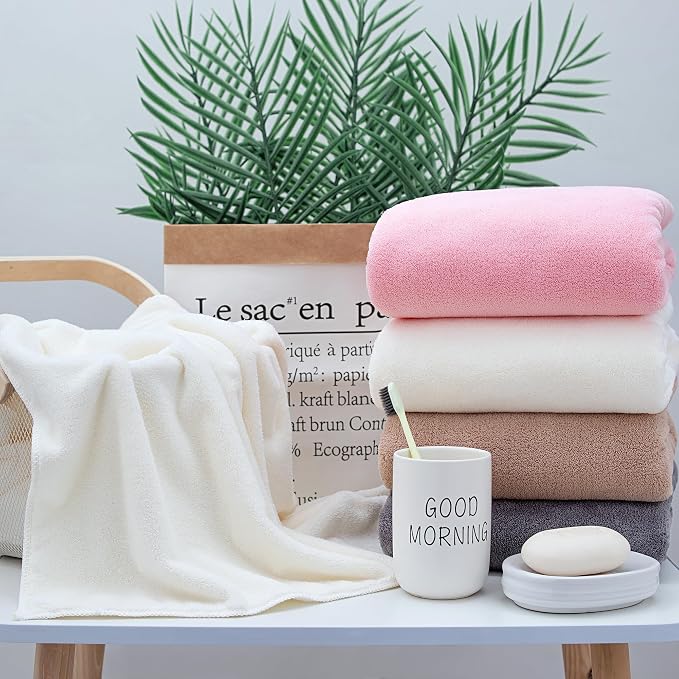 Lumimi Towel Set of 8 Very Soft Microfiber 4 Bath and 4 Hand Towels Quick Dry - Image 5