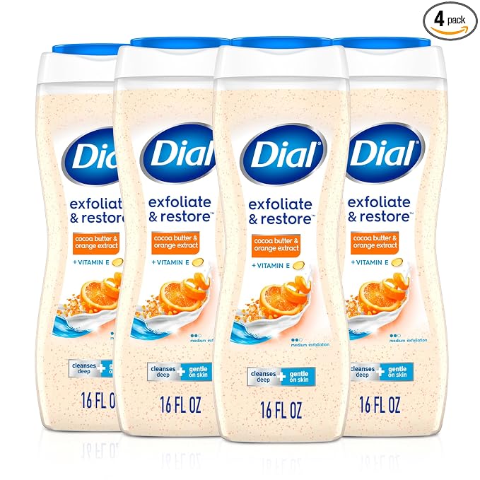 Dial Body Wash, Exfoliate & Restore Cocoa Butter & Orange Extract, 16 Fl Oz by DialSoap